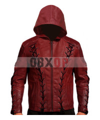 Vertigo Red Hoodie Leather Jacket